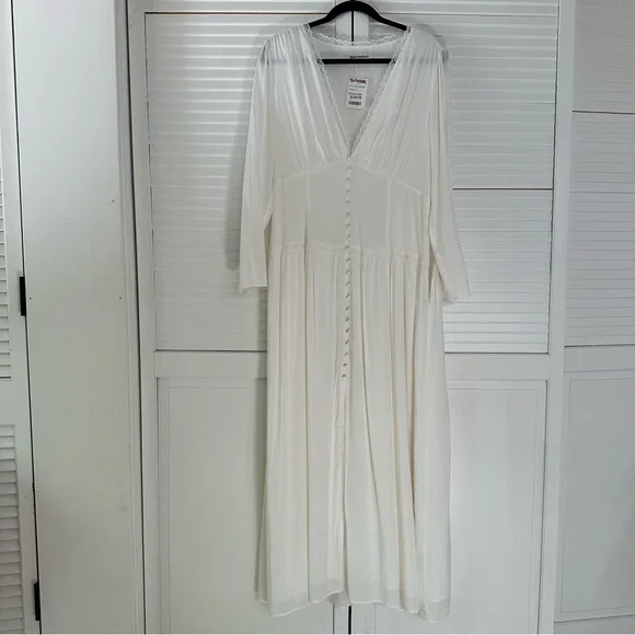 Reformation Lilla Midi Cream Long Sleeve Dress - Picture 2 of 5